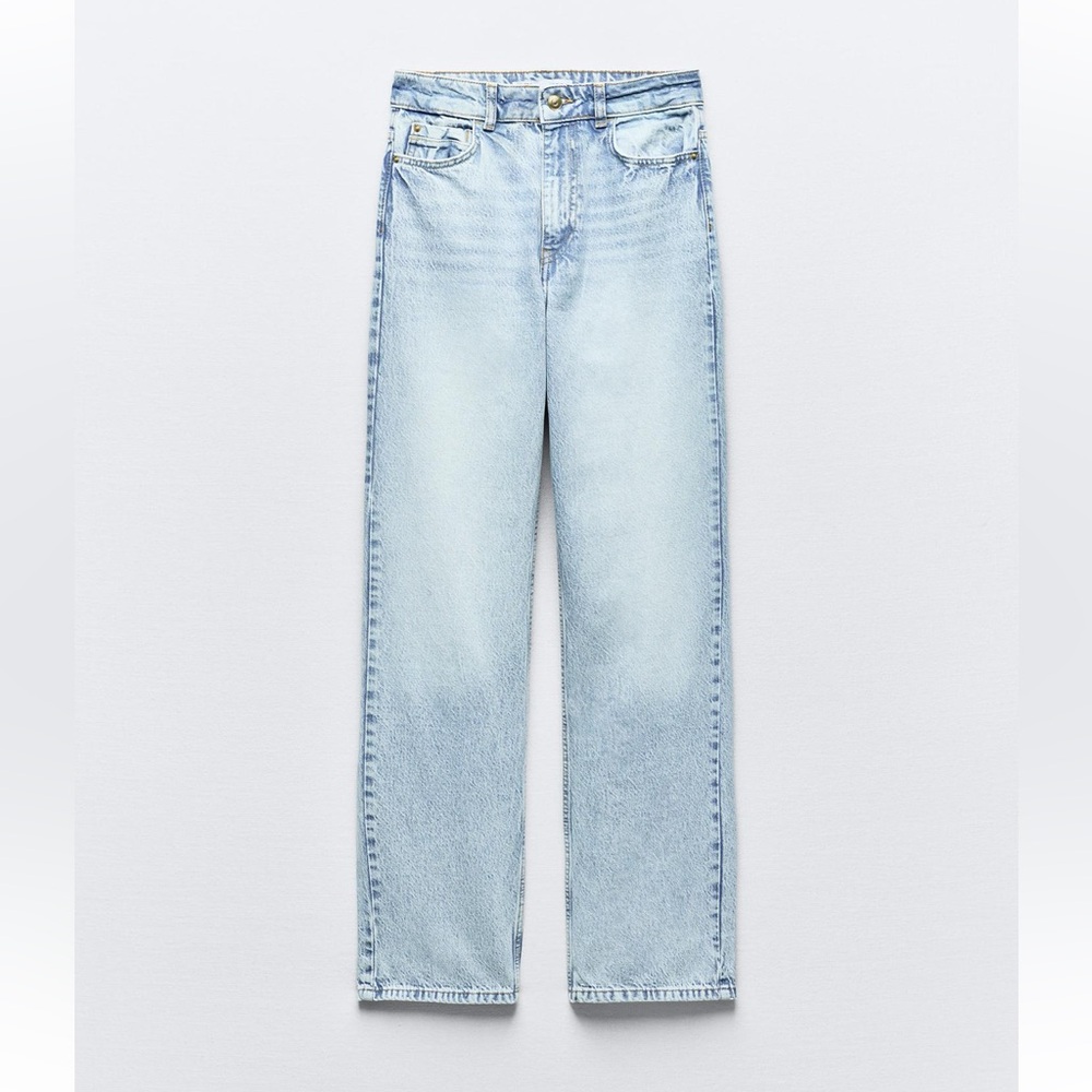 ZARA Z1975 HIGH WAIST LONG LENGTH REGULAR LEG JEANS